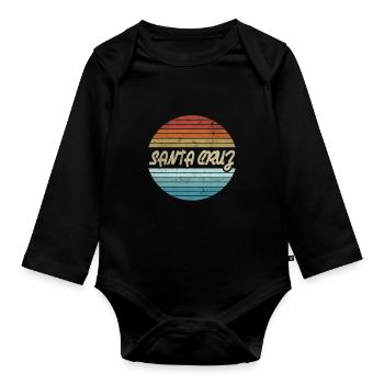 Santa Cruz California Sonnenuntergang 70er 80er - Baby Bio-Langarm-Body - Schwarz - Vorne