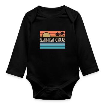 Santa Cruz California Sonnenuntergang 70er 80er - Baby Bio-Langarm-Body - Schwarz - Vorne