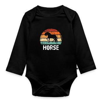 cheval - Body Bébé bio manches longues - noir - Devant