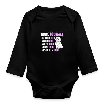 Bolonka Zwetna Besitzer Geschenk - Baby Bio-Langarm-Body - Schwarz - Vorne