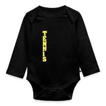 Tennis Player Tennis Racket Gift - Organic Longsleeve Baby Bodysuit - black - Front