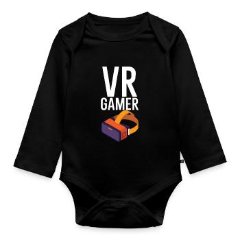 VR Gamer - Baby Bio-Langarm-Body - Schwarz - Vorne