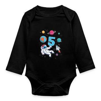 Astronaute fusée 5ème anniversaire de l’espace 5 ans - Body Bébé bio manches longues - noir - Devant