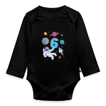 Astronaute fusée 6ème anniversaire de l’espace 6 ans - Body Bébé bio manches longues - noir - Devant