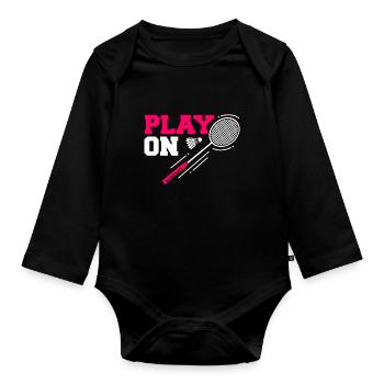 badminton - Body Bébé bio manches longues - noir - Devant