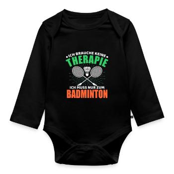 Badminton - Baby Bio-Langarm-Body - Schwarz - Vorne