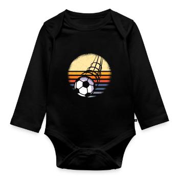 Kicken Kicker Fußball Vintage - Baby Bio-Langarm-Body - Schwarz - Vorne