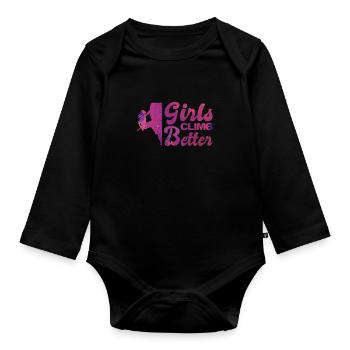 Women's Sport Climbing - Organic Longsleeve Baby Bodysuit - black - Front