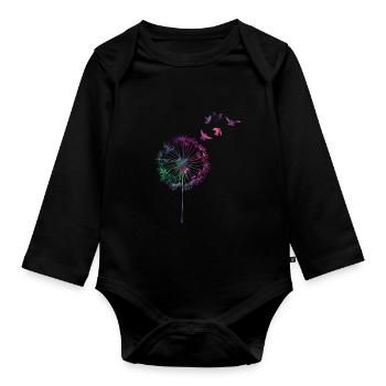 Pusteblumen Löwenzahn Sommer Pusteblume - Baby Bio-Langarm-Body - Schwarz - Vorne
