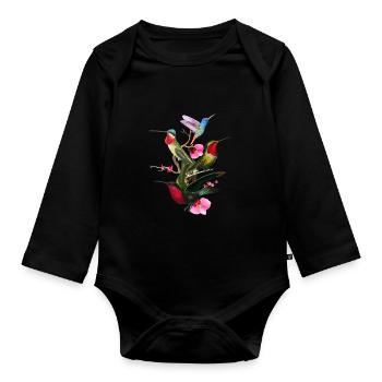 Hummingbird bird lover Tropical bird watcher - Organic Longsleeve Baby Bodysuit - black - Front