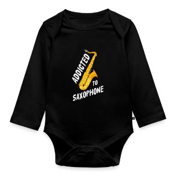 Saxophon - Baby Bio-Langarm-Body - Schwarz - Vorne