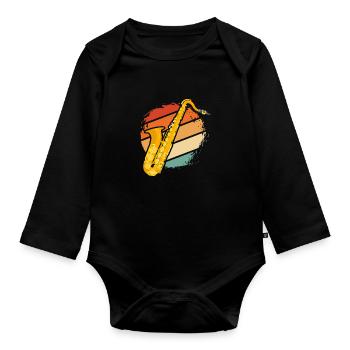 saxophone - Organic Longsleeve Baby Bodysuit - black - Front