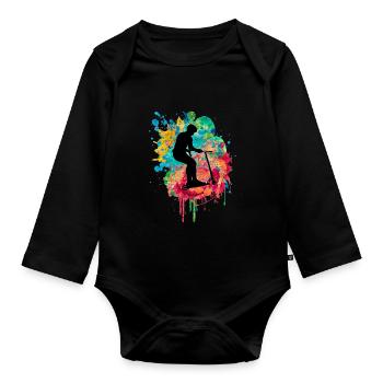 stuntscooter kickscooter scooter kick scooter eroller - Organic Longsleeve Baby Bodysuit - black - Front