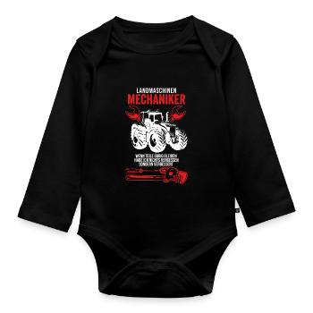 Landmaschinen Mechaniker Geschenkidee - Baby Bio-Langarm-Body - Schwarz - Vorne