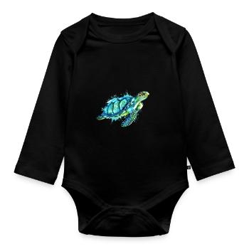 Tortue de mer - Body Bébé bio manches longues - noir - Devant