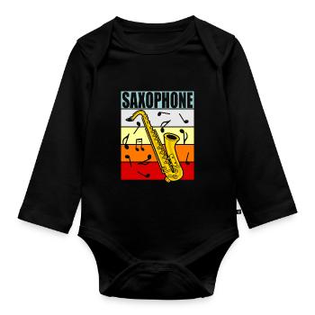 Saxophon - Baby Bio-Langarm-Body - Schwarz - Vorne