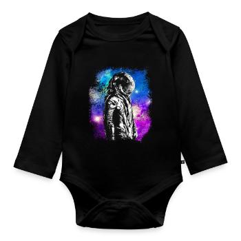 NASA astronaut Moon Colorful Space Astro Galaxy St - Organic Longsleeve Baby Bodysuit - black - Front
