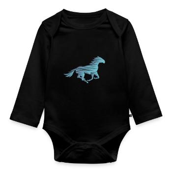 Pferd Reiten Reiterin Mädchen - Baby Bio-Langarm-Body - Schwarz - Vorne