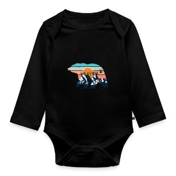 Mountains bear hiking nature mountaineering - Organic Longsleeve Baby Bodysuit - black - Front