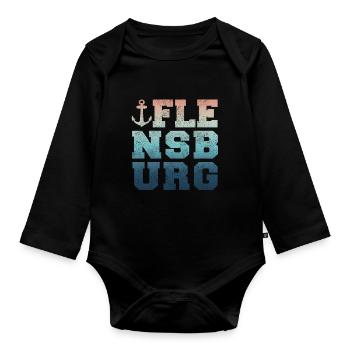 Flensburger Förde Flensburger Souvenir Geschenk - Baby Bio-Langarm-Body - Schwarz - Vorne