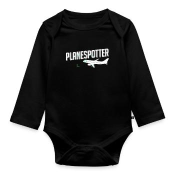 Planespotter - Baby Bio-Langarm-Body - Schwarz - Vorne