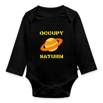 Occupy Saturn - Astronomie und Weltraum - Baby Bio-Langarm-Body - Schwarz - Vorne