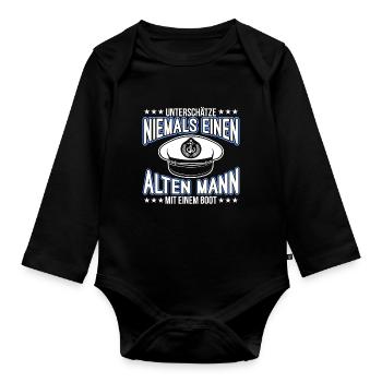 Boot - Baby Bio-Langarm-Body - Schwarz - Vorne