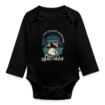 Camping - Organic Longsleeve Baby Bodysuit - black - Front