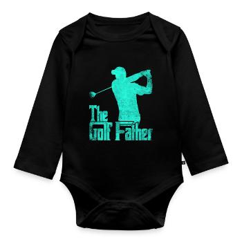 Golf golf father golf player - Organic Longsleeve Baby Bodysuit - black - Front