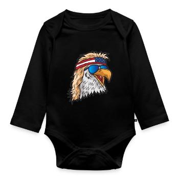 Amerikanischer Weißkopfseeadler Patriot USA - Baby Bio-Langarm-Body - Schwarz - Vorne