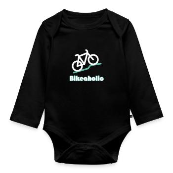 Bikeaholic bike lover bike t-shirt - Organic Longsleeve Baby Bodysuit - black - Front
