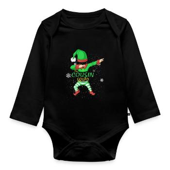 Cousin Squad Elf Familie Matching - Baby Bio-Langarm-Body - Schwarz - Vorne