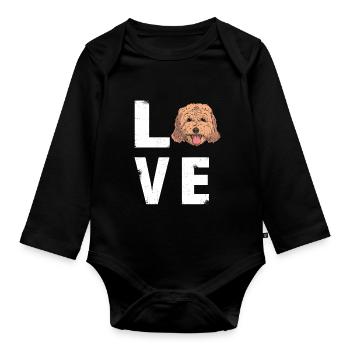 Love Cockapoo Dog - Organic Longsleeve Baby Bodysuit - black - Front