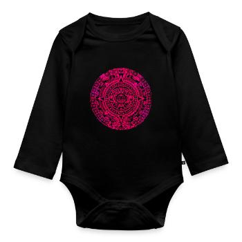 Azteken Mayas Aztekischer Kalender Mexiko - Baby Bio-Langarm-Body - Schwarz - Vorne