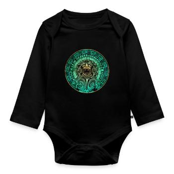 Azteken Mayas Aztekischer Kalender Mexiko - Baby Bio-Langarm-Body - Schwarz - Vorne