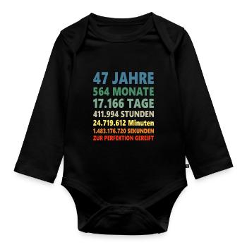 47e anniversaire 47 ans cadeau - Body Bébé bio manches longues - noir - Devant