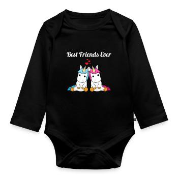 Best Friends Ever Bff Best friends licornes - Body Bébé bio manches longues - noir - Devant