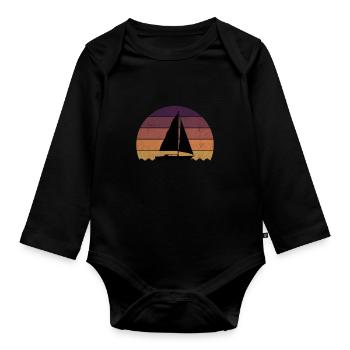 Segel Segeln Segler Segelboot Sonnenuntergang - Baby Bio-Langarm-Body - Schwarz - Vorne
