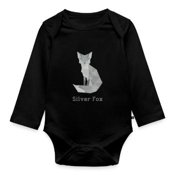Silver fox, abstract - Organic Longsleeve Baby Bodysuit - black - Front
