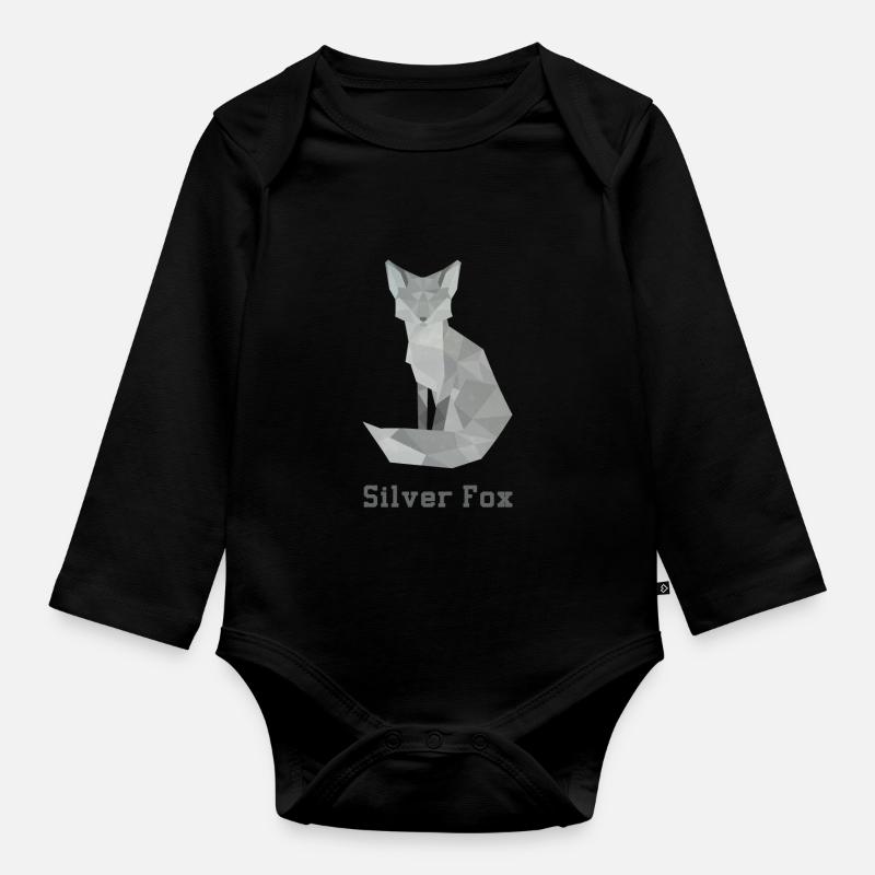 Silver fox, abstract - Organic Longsleeve Baby Bodysuit - black