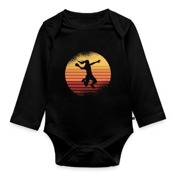 Handball Sport Team Handballer Sprungwurf Geschenk - Baby Bio-Langarm-Body - Schwarz - Vorne