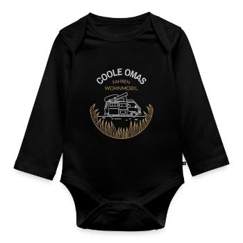 Coole Omas fahren Wohnmobil - Organic Longsleeve Baby Bodysuit - black - Front