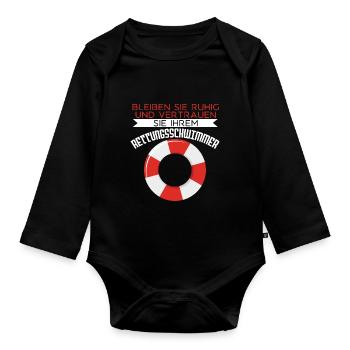 Ich Bin Rettungsschwimmer - Baby Bio-Langarm-Body - Schwarz - Vorne
