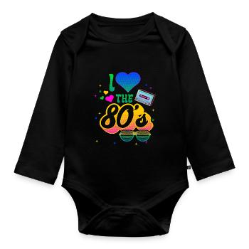 Cassette de lunettes de soleil Love the 80 - Body Bébé bio manches longues - noir - Devant