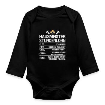 Hausmeister Hauswart Geschenk Facility Manager - Baby Bio-Langarm-Body - Schwarz - Vorne