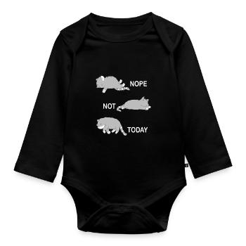 Nope Not Today Chats Sleeping Cat paresseux - Body Bébé bio manches longues - noir - Devant