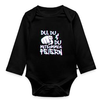 Techno Rave EDM Electronic Dubstep D&B - Baby Bio-Langarm-Body - Schwarz - Vorne