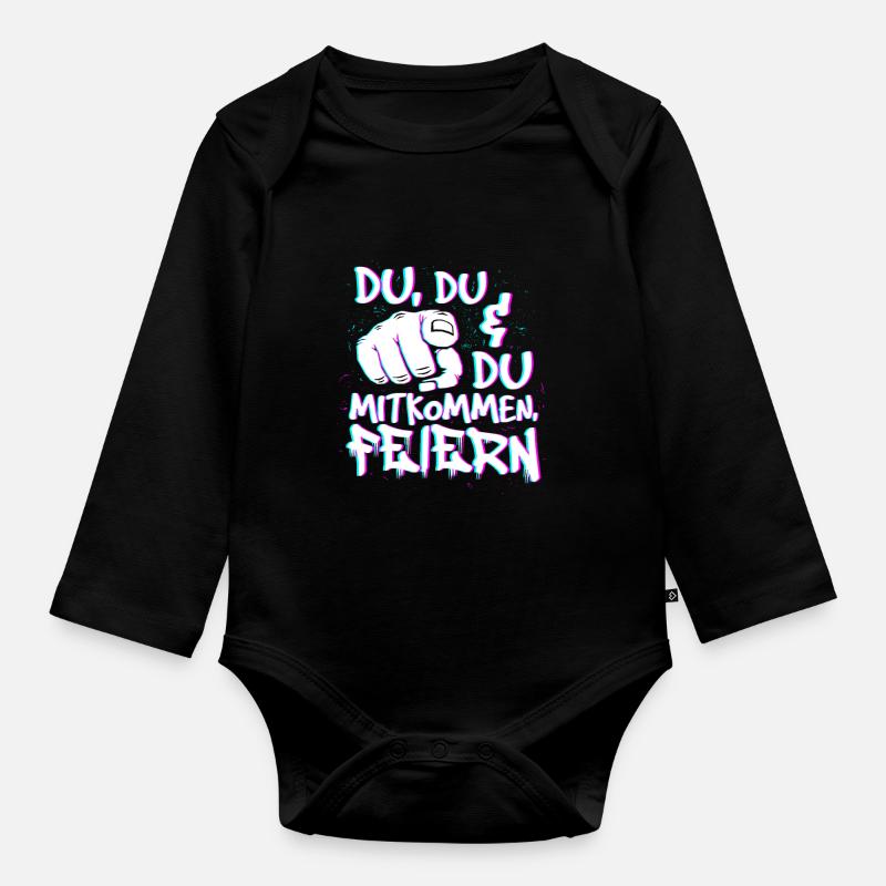 Techno Rave EDM Electronic Dubstep D&B - Baby Bio-Langarm-Body - Schwarz