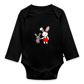 Lapin mignon lapins - Body Bébé bio manches longues - noir - Devant