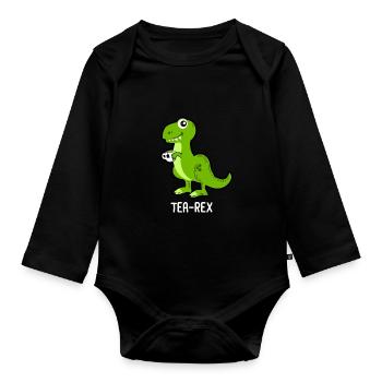 Tea-Rex Dinosaure Dino - Body Bébé bio manches longues - noir - Devant